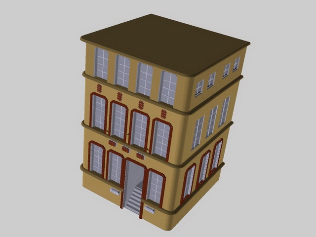 Small old apartment building 3d rendering