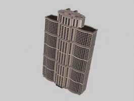 Multi-story apartment block 3d model preview