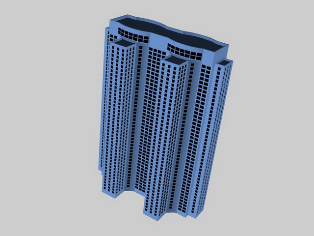 High-rise apartment tower 3d rendering