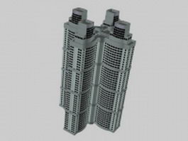 Apartment blocks 3d model preview
