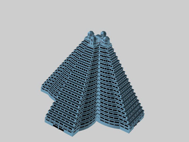 Pyramid shaped building 3d rendering