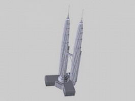 Twin towers 3d model preview