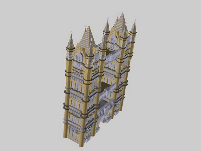 Medieval gate house 3d rendering