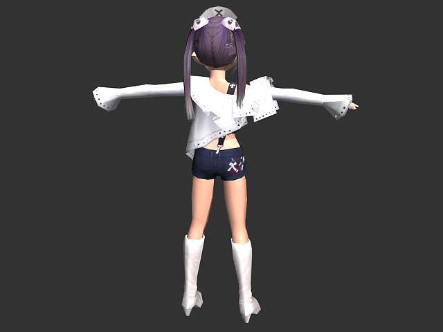 Cute anime girl 3d model 3ds max files free download ...