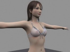 Beautiful underwear girl 3d model preview