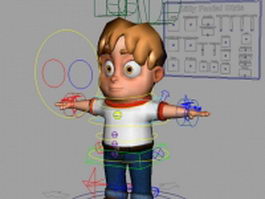 Cartoon boy rigged 3d model preview