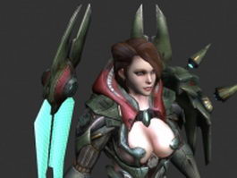 Sci Fi woman warrior 3d model preview