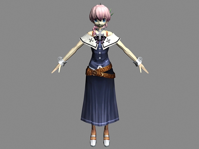 Anime schoolgirl 3d rendering
