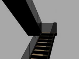 Winder stairs and straight stairs 3d model preview