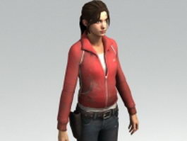 Zoey - university student Left 4 Dead character 3d model preview