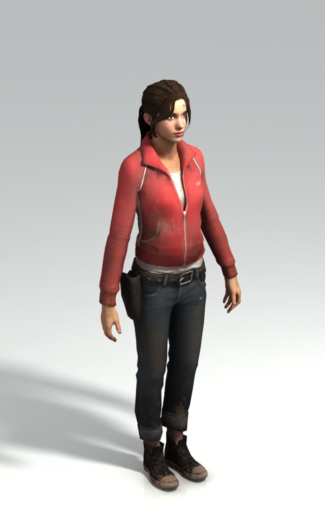 Zoey - university student Left 4 Dead character 3d rendering