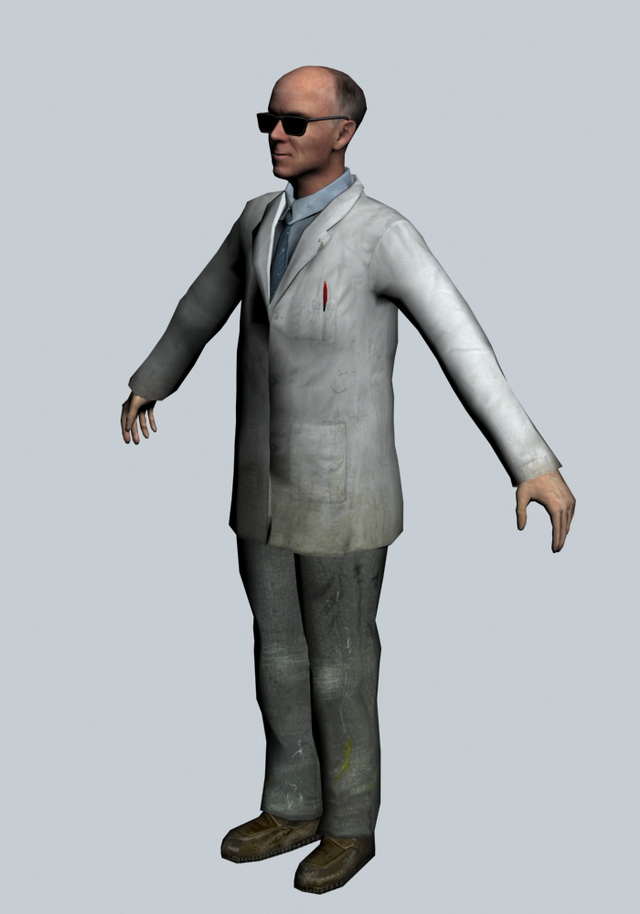 Isaac Kleiner - Half-Life character 3d rendering. 