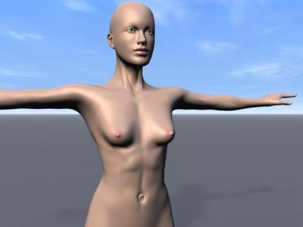 Slim girl model for rigging 3d rendering