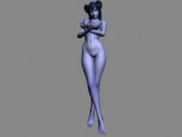 Naked busty girl 3d model preview