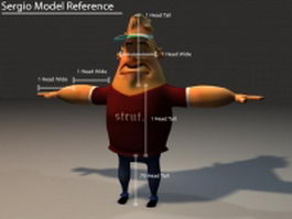 Cartoon man Sergio rigged 3d model preview