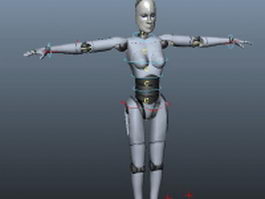 Rigged female robot 3d model preview