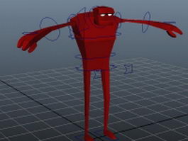 Red humanoid character rigged 3d model preview