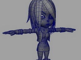 Cartoon girl character 3d model preview