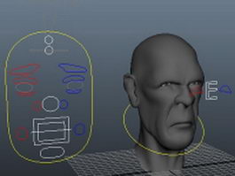 Man head face rig 3d model preview