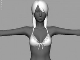 Bikini girl 3d model preview