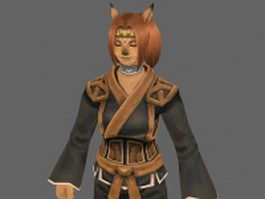 Fox girl anime character 3d model preview
