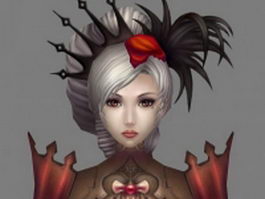 Fantasy Gothic girl 3d model preview