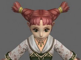 Fantasy cute girl 3d model preview
