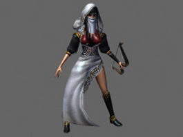 Masked female archer 3d model preview