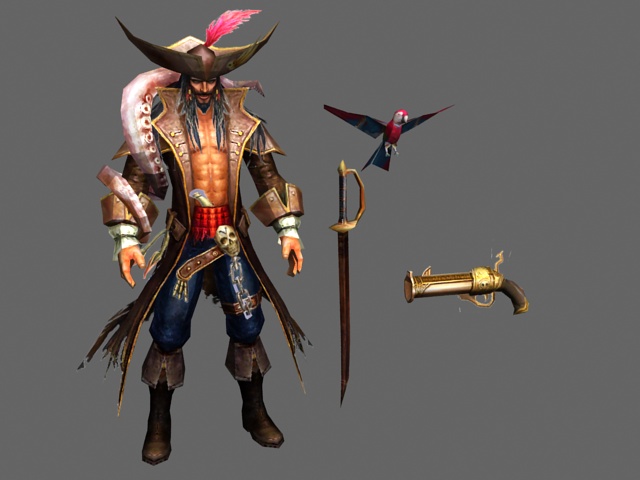 Pirate captain 3d rendering