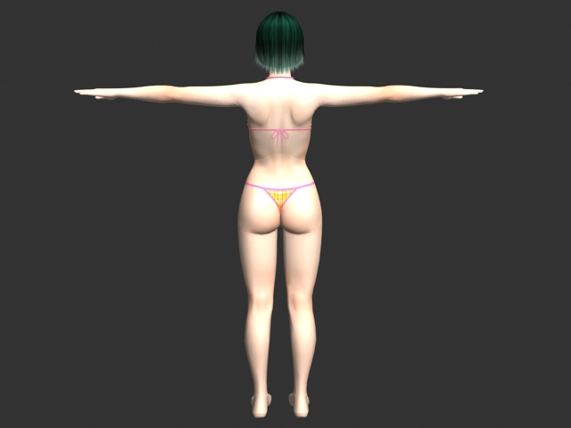Bikini Asian girl 3d rendering