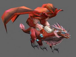 Red fire dragon 3d model preview