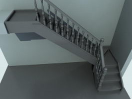 Indoor corner stairs 3d model preview