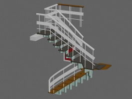 Luxury straight staircase 3d model preview