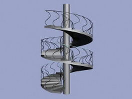 Outdoor helical staircase 3d model preview