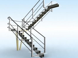 U-shaped glass stairs 3d model preview