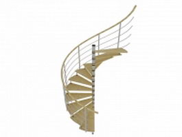 Wood spiral stairs 3d model preview