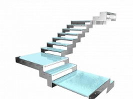 Stainless steel & glass staircases 3d model preview