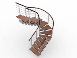 U shaped staircase 3d model preview