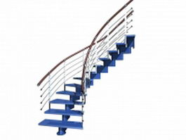 Curved open staircase 3d model preview