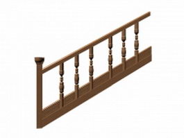 Interior wood railings 3d model preview