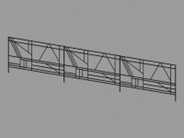 Horizontal stair railing 3d model preview