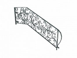 Wrought iron stair railing 3d model preview