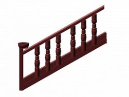 Wooden stair railings interior 3d model preview