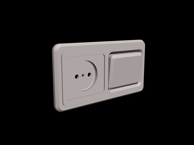 Switch and socket 3d rendering