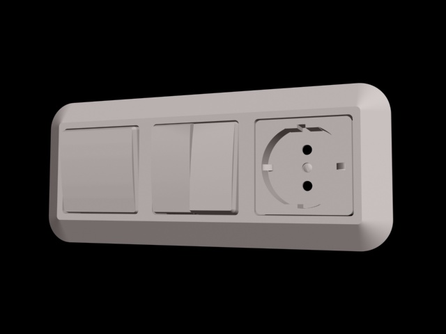 Light switch with socket outlet 3d rendering