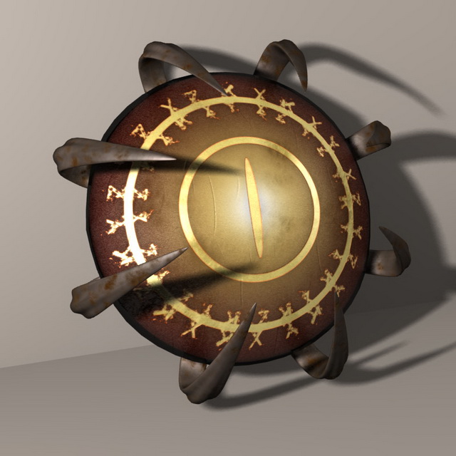 Spiked shield 3d rendering