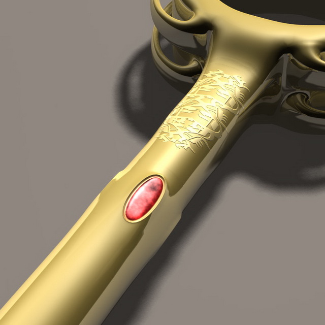 Ancient golden key 3d rendering