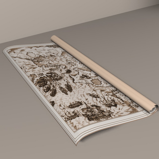 Ancient paper scroll 3d rendering
