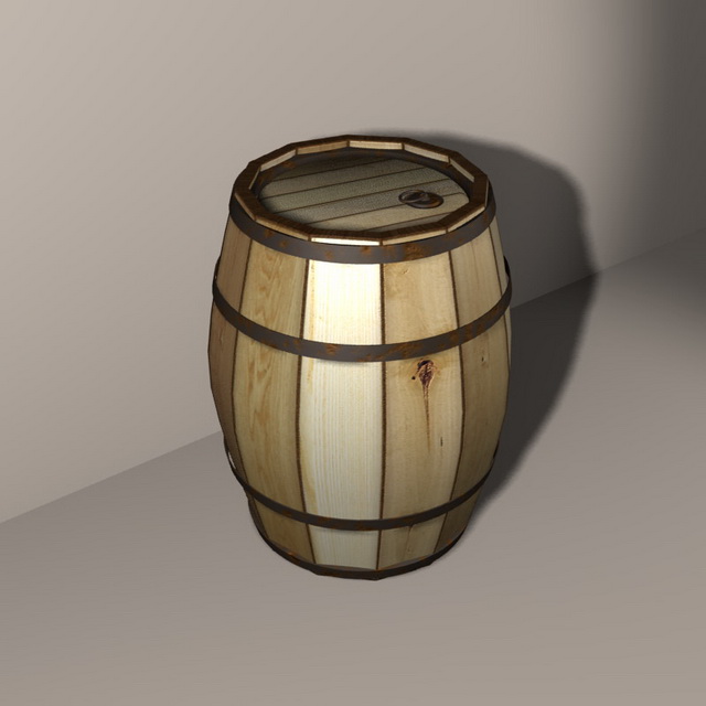 Wood barrel 3d rendering