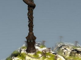 Fantasy snakes tower 3d model preview